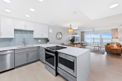 Sleek and modern kitchen with an open-concept layout