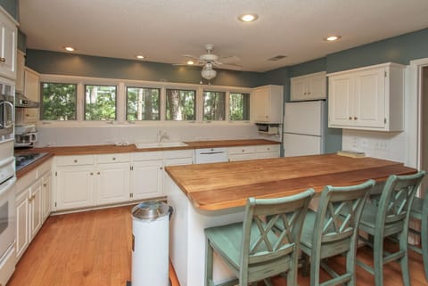 Kitchen with bar seating for 3
