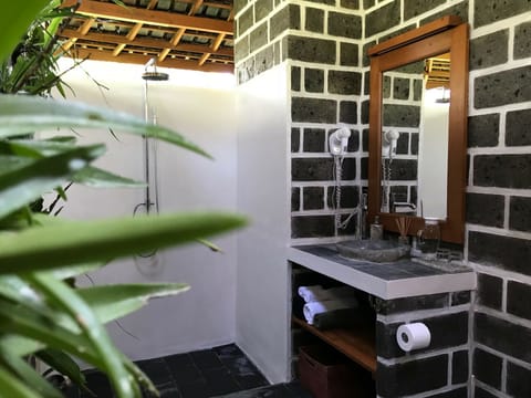 Shower, free toiletries, hair dryer, bathrobes