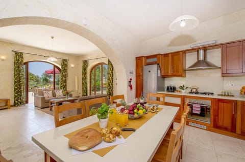 Dining and Kitchen area of The Olives farmhouse in Gozo