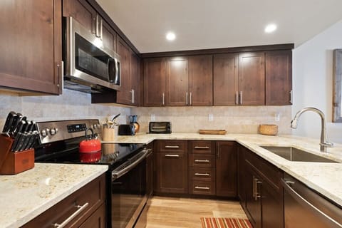 Beautifully remodeled kitchen with stainless steel appliances