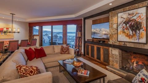 Great Room, Main Level - With fireplace and TV