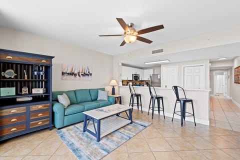 Gulf View Living Area with Sleeper Sofa