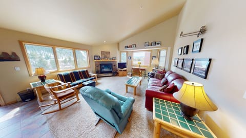 Living Room with Gas Fireplace, Desk, Extra Windows, Sofabed - Living Room with Gas Fireplace, Desk, Extra Windows, Sofabed