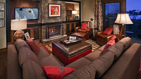 Great Room, Main Level - With gas fireplace and flat screen TV