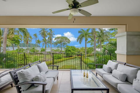 The terrace is furnished with comfortable seating, perfect for relaxing while enjoying the breathtaking views.