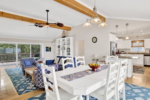 The main dining table seats 6