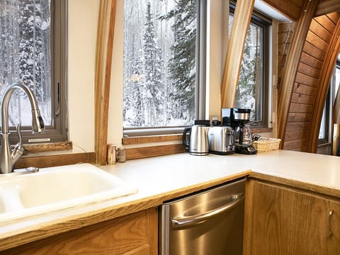 Kitchen From Inside - Kitchen close up of the sink, appliances and island, from inside the kitchen looking out.