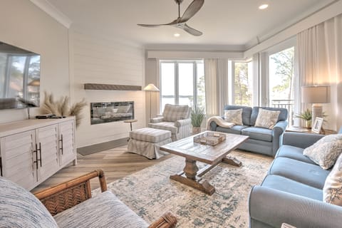Living Room with Flat Screen TV and Ocean Views