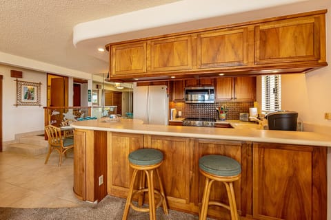 Bar seating for two while the chef works. 