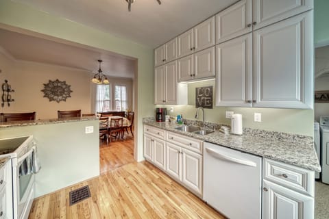 The remodeled kitchen is full appointed.