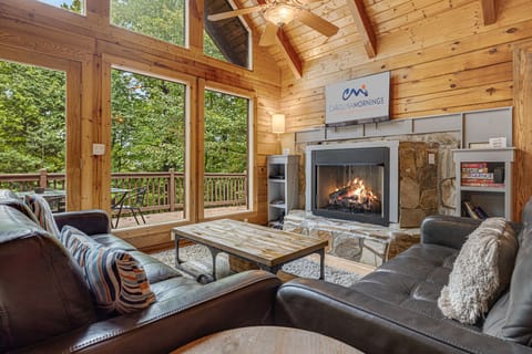Main Level Living Area w/ Gas Fireplace & TV