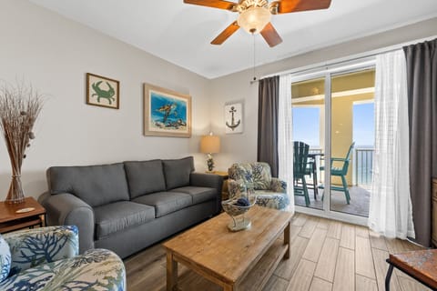 Gulf Front Living Area with Sleeper Sofa