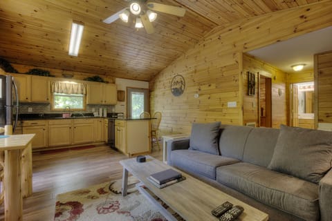 Spacious kitchen and living space.