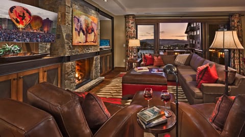 Great Room, Main Level - With fireplace and balcony