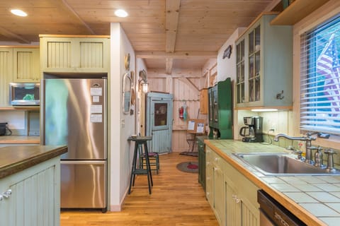 The main entrance to the home is by the kitchen and laundry room.