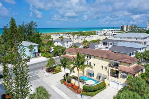 Aerial View of Home with the Gulf in background.