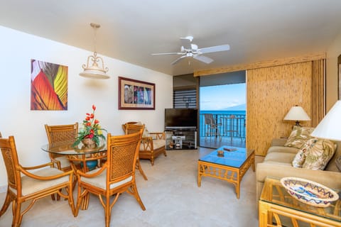 Tropical Living room is open to the sea breezes and amazing views.