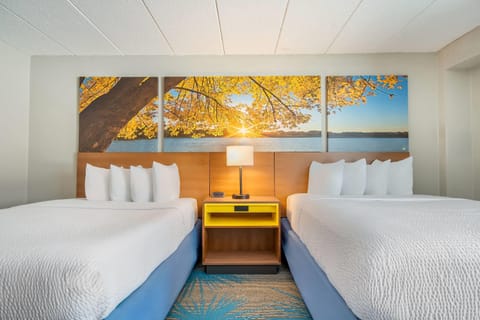 Standard Room, 2 Queen Beds | In-room safe, desk, laptop workspace, blackout drapes