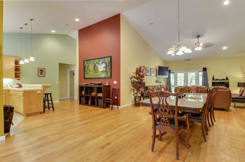 Spacious and inviting - the main living room and dining area.