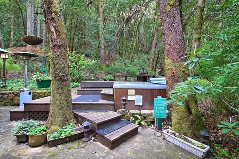Multiple levels of yard and deck to enjoy the hot tub and friends.
