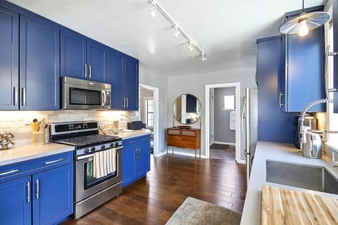 A fully stocked kitchen awaits your meals.