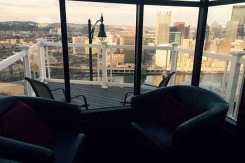 Panoramic City view from the living and room and amazing balcony 