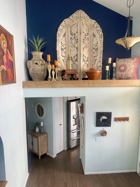 The home is filled with beautiful eclectic art from all over the world.