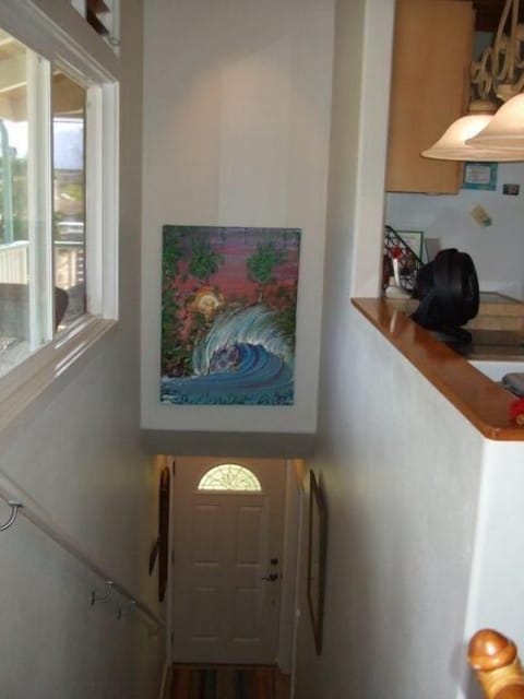 Stairway to upstairs with handrail