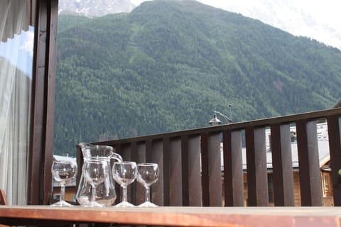 View from the balcony to the Aiguille du Midi