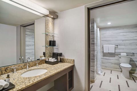 Premium bedding, pillowtop beds, desk, laptop workspace