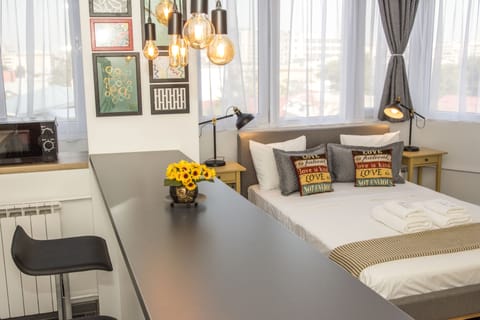 Luxury Studio, 1 Double Bed, City View | Individually decorated, individually furnished, desk, laptop workspace