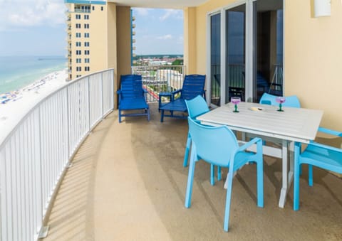 I can see forever on this huge bowed balcony! Coffee? Tea?