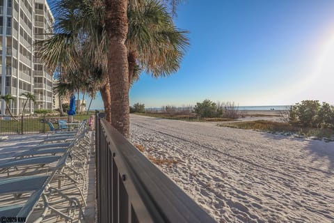 Creciente is a beachfront complex so you step out on the sand path to the shore 
