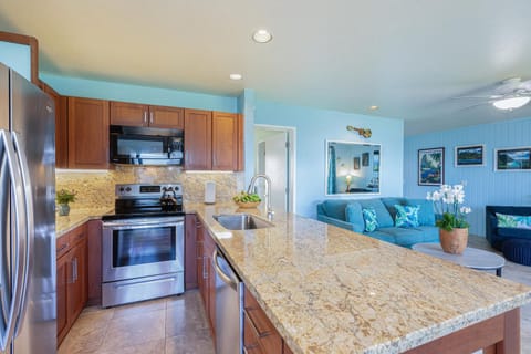 Kitchen is fully equipped with pots, pans & appliances