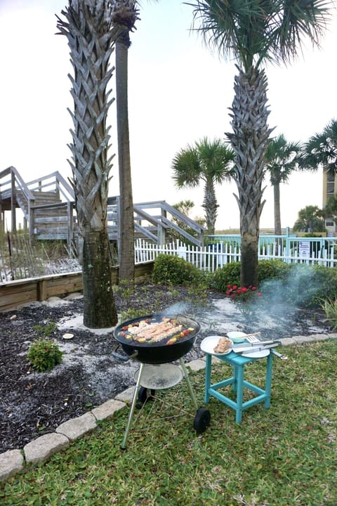 Grilling area is dune side and right in front of your patio 