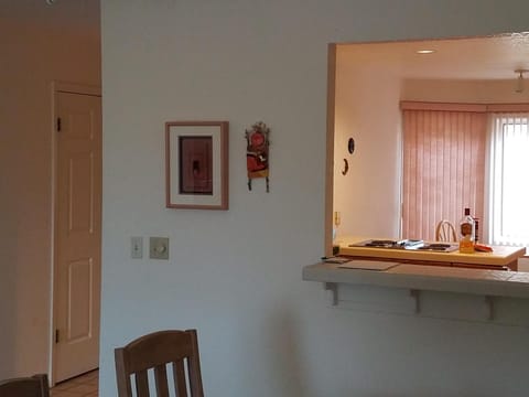 view from main room to kitchen