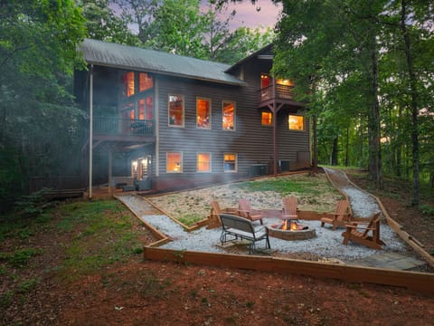 Cozy outdoor seating area perfect for late-night s’mores and conversation.