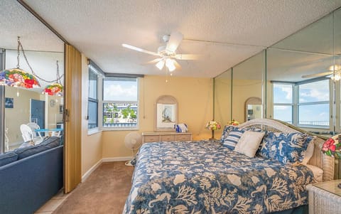 Bedroom has a folding privacy door when you have overnight guests on the sleeper sofa.