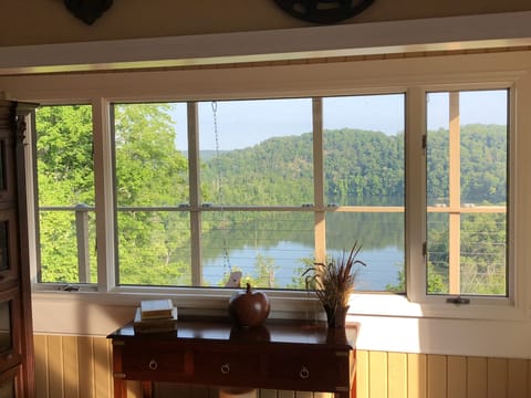 View from dining table and kitchen.