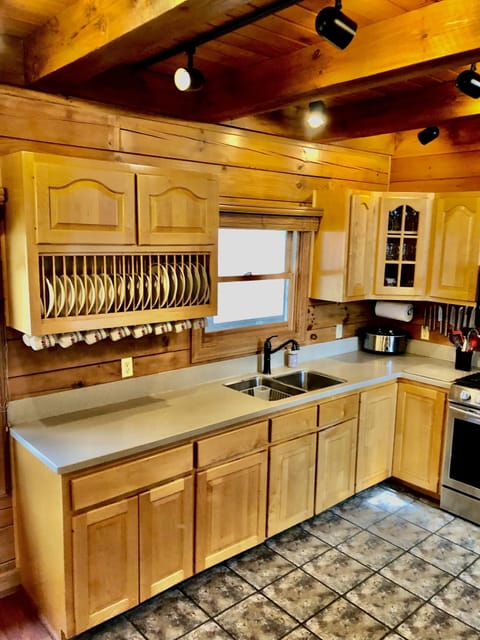 The kitchen is fully stocked for your convenience.