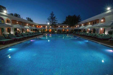 Outdoor pool, a waterfall pool