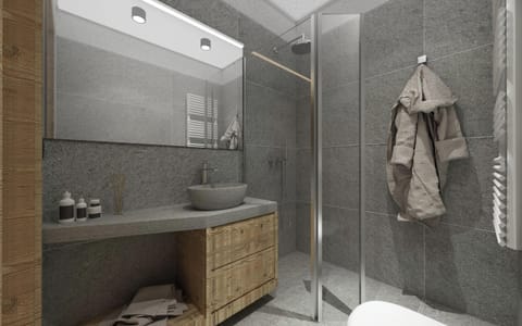 Deluxe Double Room | Bathroom | Rainfall showerhead, free toiletries, hair dryer, bidet