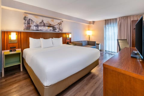 Room, 1 King Bed, Non Smoking, Ground Floor Pet-Friendly | Pillowtop beds, desk, laptop workspace, blackout drapes
