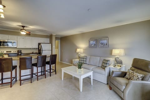 Ocean Dunes Villa 304 - The living room area has a sleep sofa with upscale furnishings.
