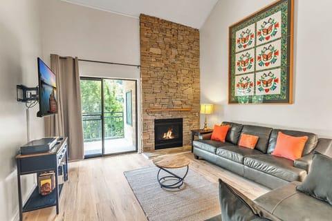 large living area with gas fireplace