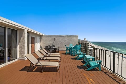 Ample seating on rooftop deck