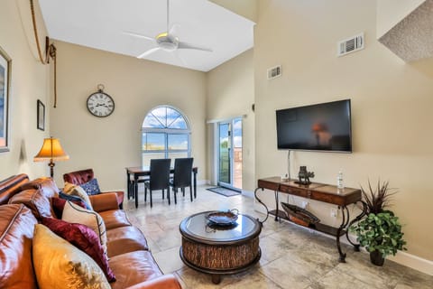 Bright & airy living room with high ceilings
