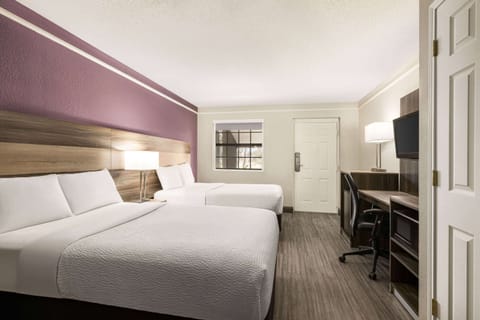 Room, 2 Double Beds, Accessible, Non Smoking (Mobility,Hearing,Roll-In Shower) | Premium bedding, desk, blackout drapes, iron/ironing board