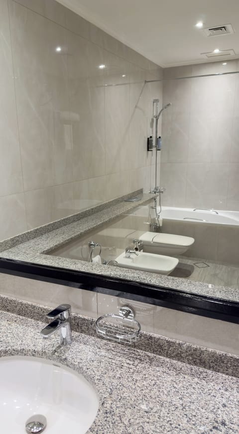 Shower, free toiletries, hair dryer, bathrobes